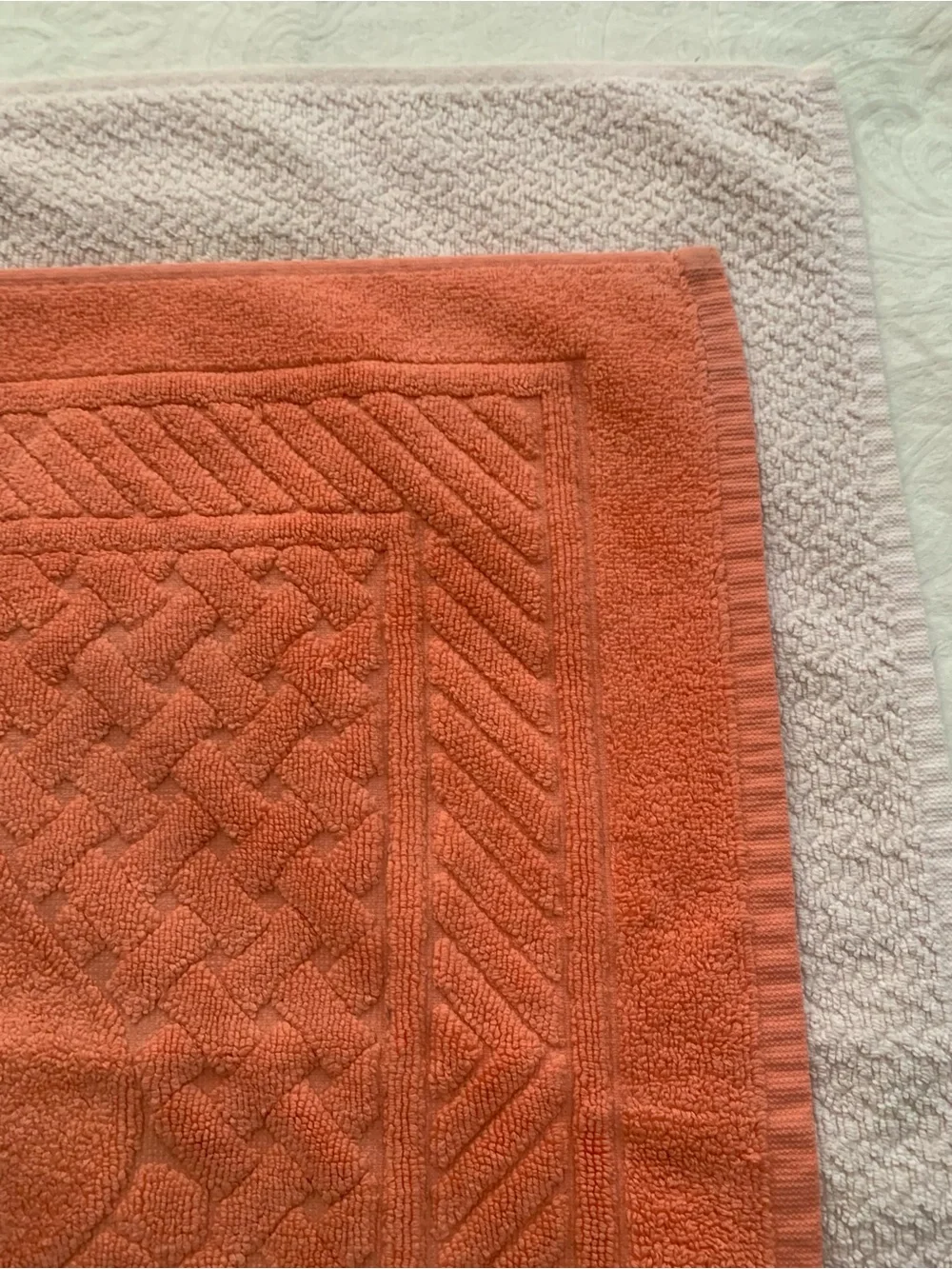 Plush Coral Bath Mat towel with Footprint Texture